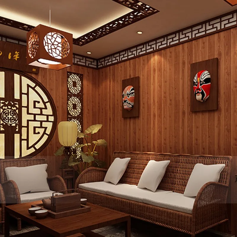 

beibehang Restaurant Chinese wood plank flooring imitation wood ceiling wallpapers bedroom living room TV background wall paper