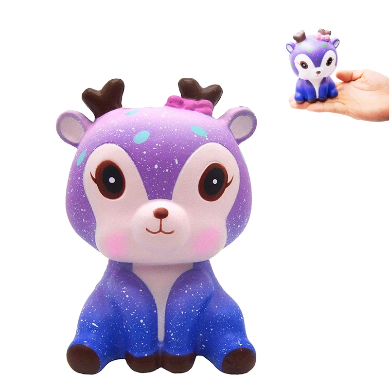 Cute Galaxy Deer Animal Squishy Cream Scented Squeeze Toys Strap Funny Gadgets Anti Stress Novelty Toy Giift Kids