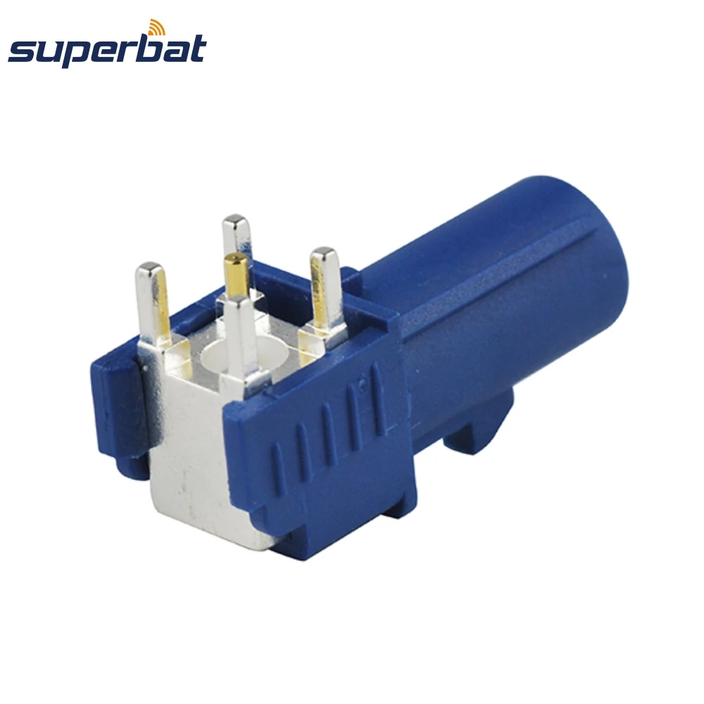 Superbat 10pcs Fakra C Blue SMB Male PCB Mount Right Angle RF Coaxial Connector for GPS Communications Systems