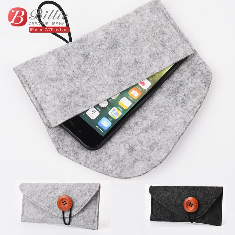 For Apple iphone 7 Plus Pouch Wool Felt Protective Pleeve Bag forIPhone8 plus 5.5