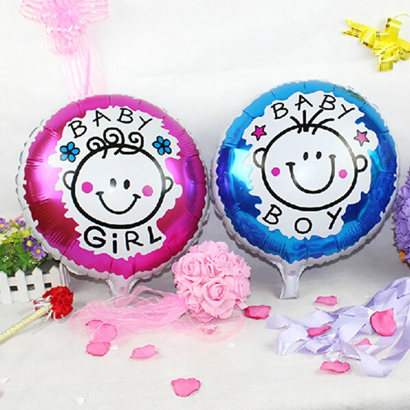 

2018 Rushed Balon Baby Boy Girl Pattern Balloons Shower Happy Birthday Decoration Helium Inflatable Balloon 18inch Round Foil