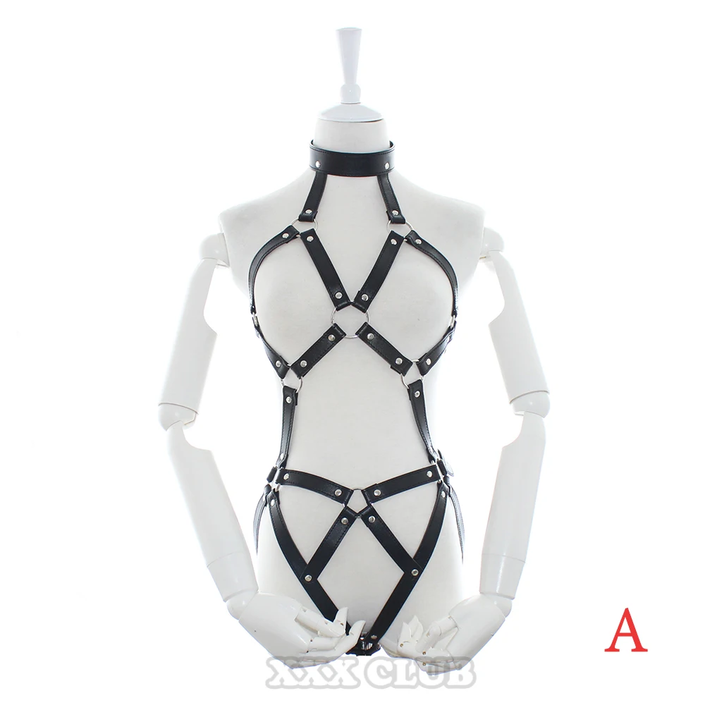 Thierry Adult Games PU Leather Body Harness for Women Fetish Slave Bondage Restraints,Exposed Breast Chastity Belt, Sex Products