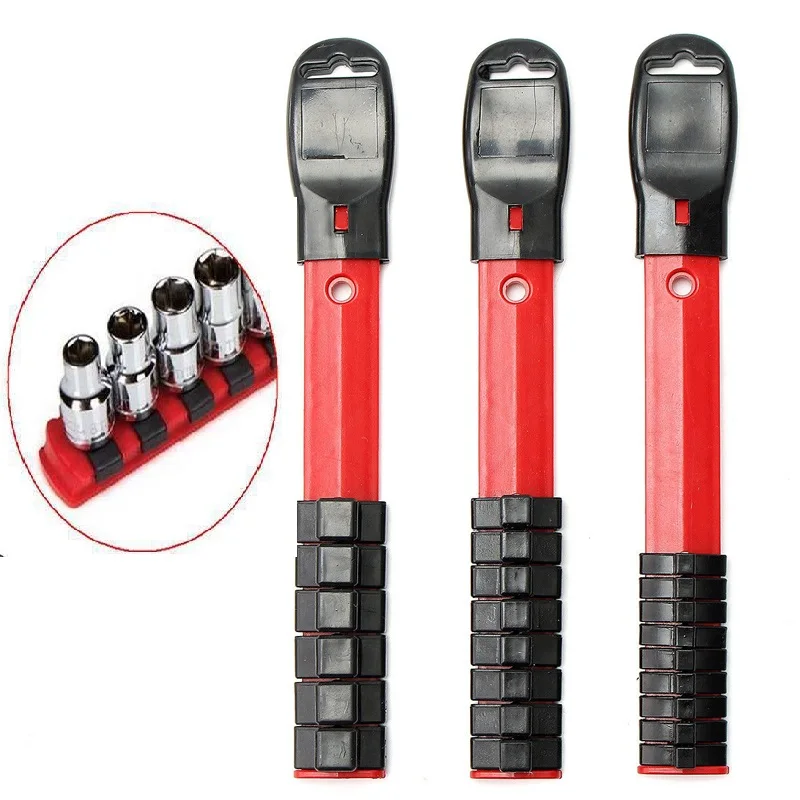 

3PCS 1/4'' 3/8'' 1/2'' Socket Rack Holders Self Organizer Rail Rack Tray Storage Plastic