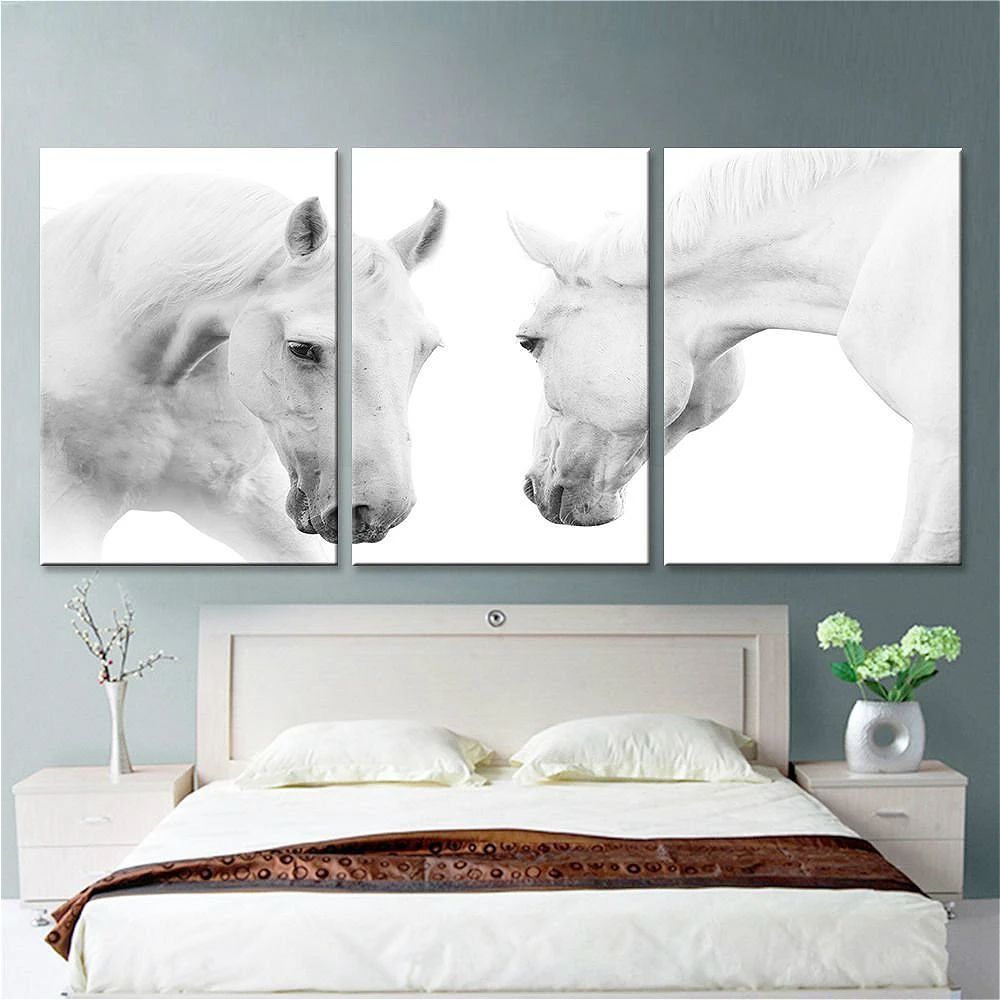 

Black And White Horses Canvas Prints Wall Art for Modern Decorations Animals Pictures for Living Room Wall Decor Drop shipping