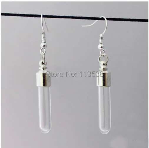 

50pcs/lot 6mm Miniature Wishing Bottle Glass clear tube small Perfume essential oil charm vial bottle drop earrings