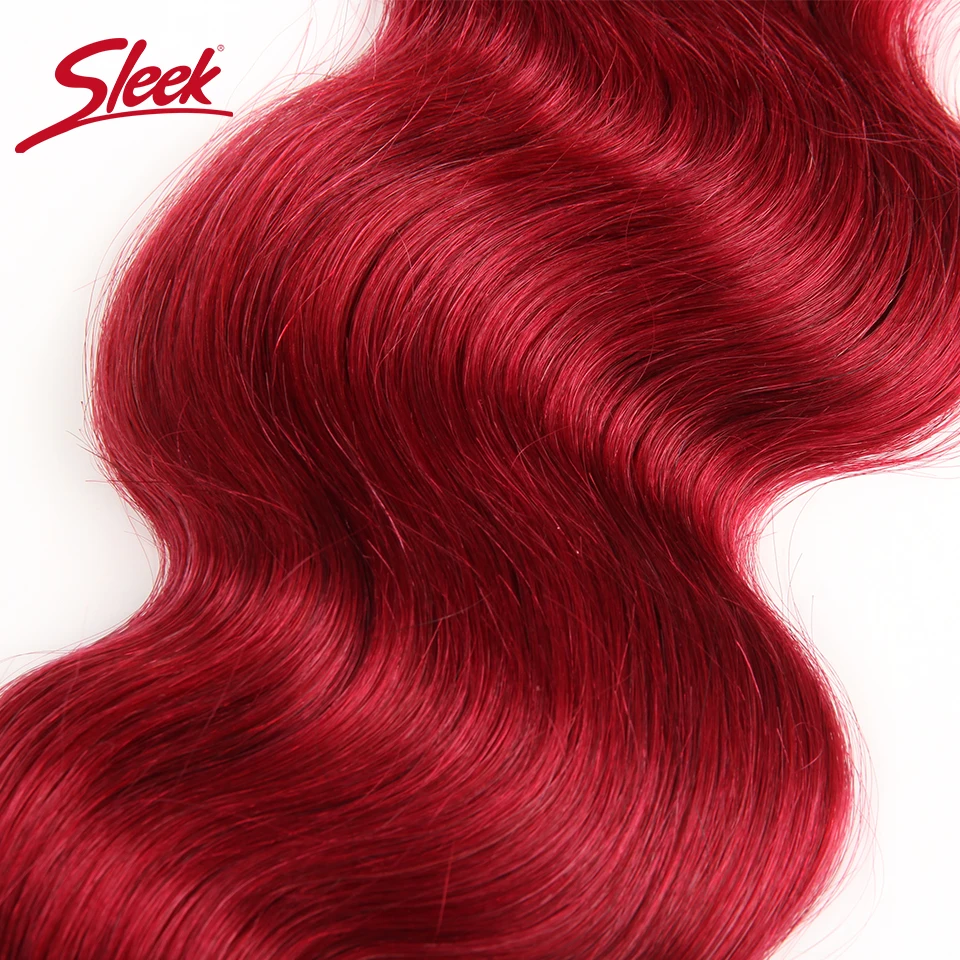Sleek Brazilian Natural Body Wave Hair 1 Bundle Colored #27 #30 #99J #Burgundy Red Remy Human Hair Weave Extensions 10-22 Inches