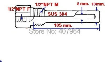 

L=105mmStainless Steel Thermometer Thermowell