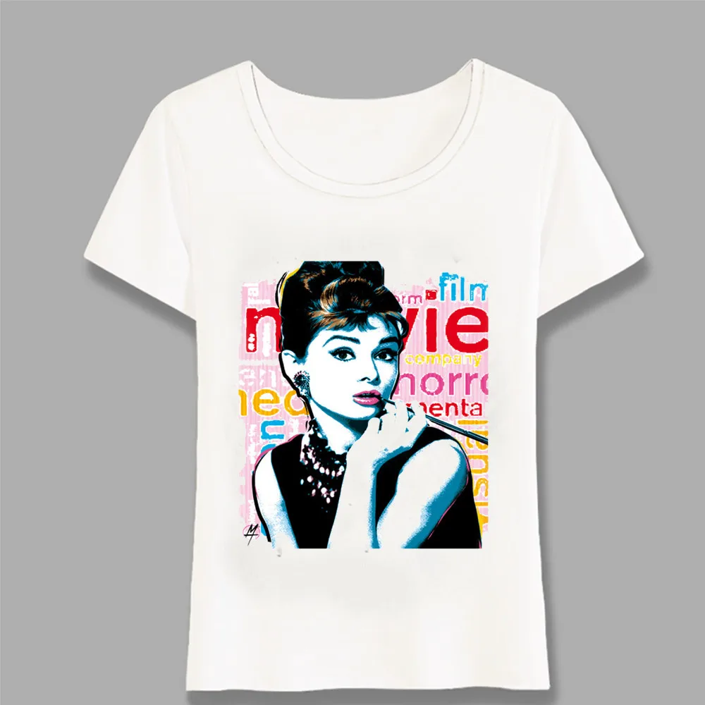 Fashion women's Short Sleeve Audrey Hepburn Movie Star T-Shirt Super Art Shirts Casual Tops New Hipster Girl Tees Harajuku