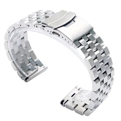 22mm 20mm Silver/Black Stainless Steel Solid Link Watch Band Strap Folding Clasp with Safety Men Replacement Correa De Reloj