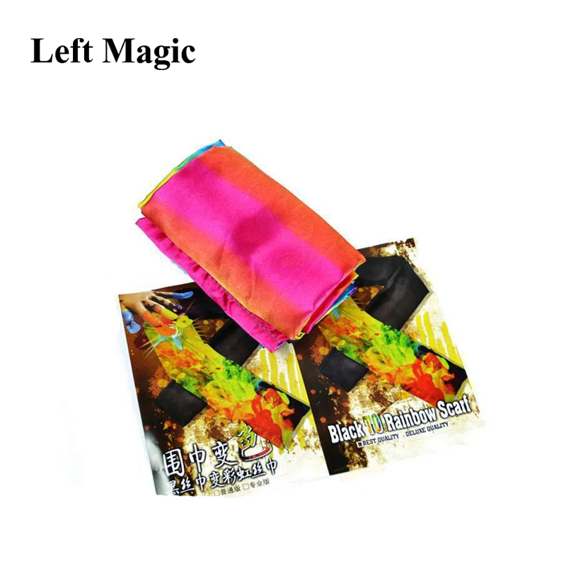 Change Color Scarf Magic tricks Black To Rainbow Silk Streame Magic Tricks magia Props Funny stage Close Up Magie E3061