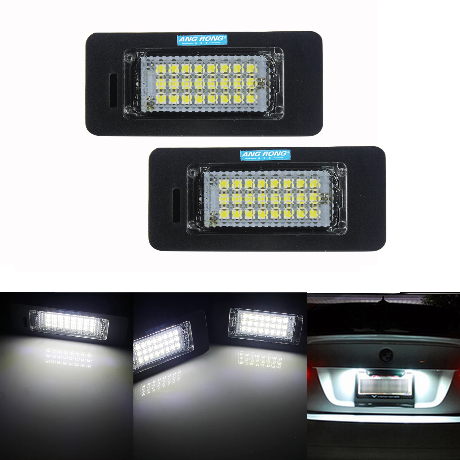 ANGRONG 2x Canbus LED License Number Plate Light Car Exterior Access For BMW E82 E88 F22 F23 F45 F32 F33 F36 F83 M4 X1 X3 X5