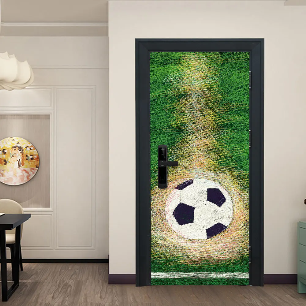 

Football Goal Creative Door Stickers For Boys Bedroom Self Adhesive Vinyl Door Renovation Door Mural Home Decor DIY Wallpapers