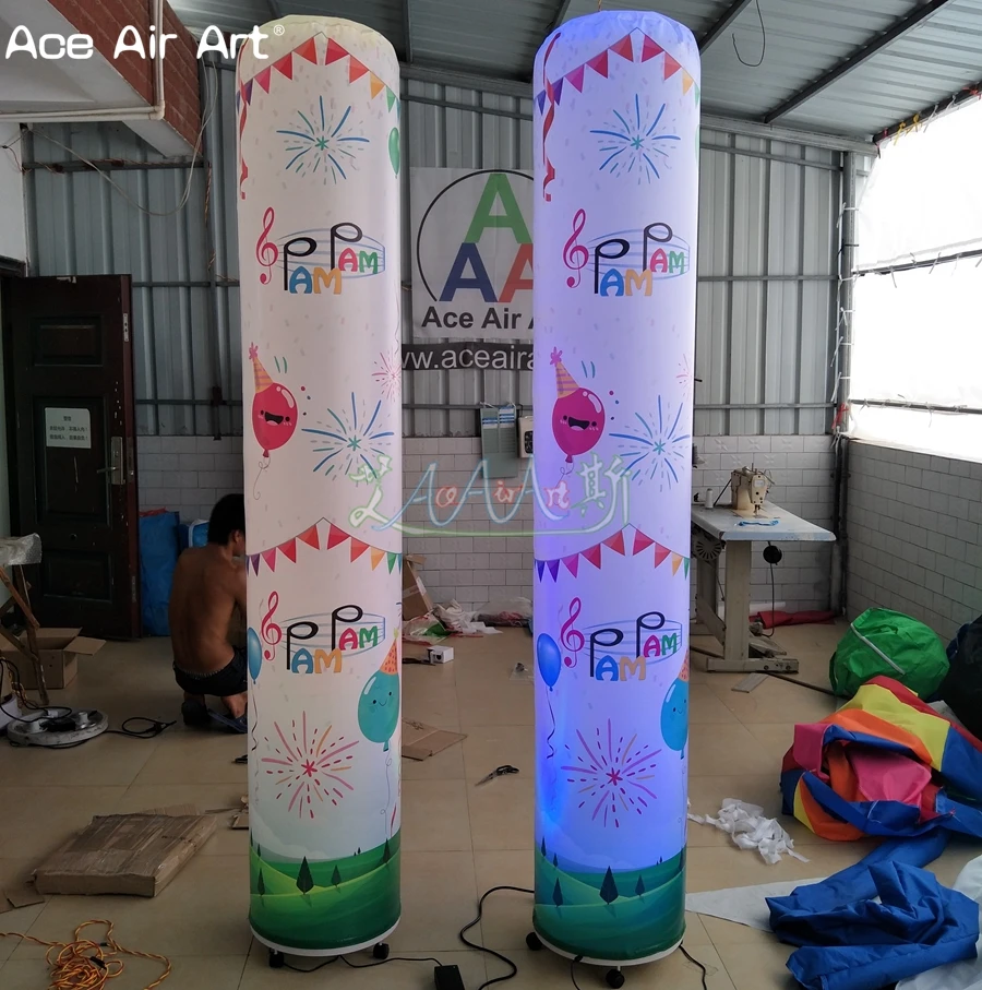 Background LED Inflatable Ground Decorations Tube Column with Customized Printing Logo for Party or Stage