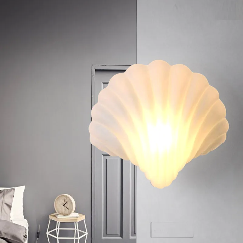 

E27 Led bulb bedside lamp light in the bedroom balcony creative simple shell wall lamp