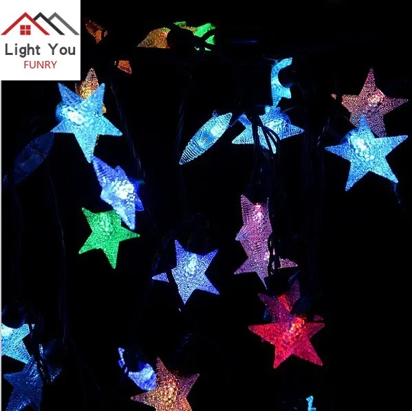 Solar 30led Pentagram Christmas Light Strings Halloween Outdoor Garden Decorative Light Strings