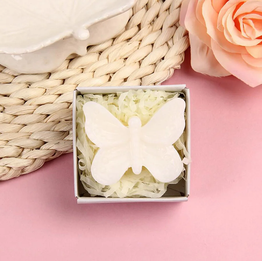 20pcs White Butterfly Soap With Box For Wedding Party Birthday Baby Shower Souvenirs Gift Favor New