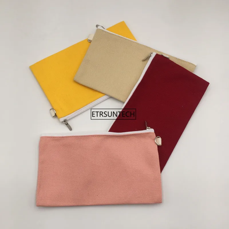 10pcs Coloful blank canvas zipper Pencil cases pen pouches cotton cosmetic Bags makeup bags Mobile phone clutch bag organizer