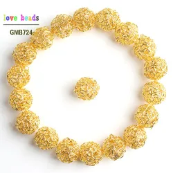 20pcs Silver Color Gold Bronze color Hollow Twist Ball Wire Beads 18mm for DIY Jewelry Earing Making