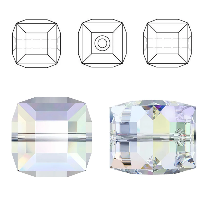 AAA Quality 6-10MM crystal Glass AB Square shape beads cube  Loose Spacer Beads Accessories for Necklace earring Jewelry making