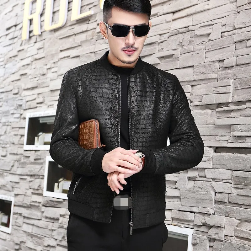 New Winter Man Short Biker Jacket High Quality Leather Mens Coat Streetwear Slim Fit Men Thin Outerwear Plus Size L-4XL