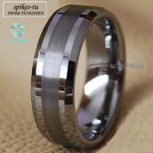 Titanium Color Two Tone Tungsten Carbide ring Men\'s Wedding Band Ring Bridal Jewelry Customized Jewelry  Free Shipping