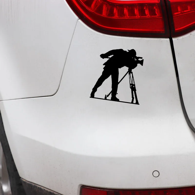 YJZT 13CM*14CM Interesting Camera Video Movie Producer Vinyl Black/Silver Car Sticker C22-0837