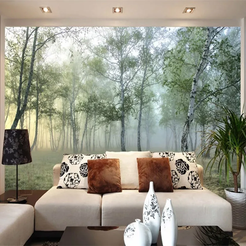 Carta da parati fotografica 3D foresta verde natura paesaggio murales soggiorno TV divano studio sfondo pittura murale Papel De Parede 3D Sala