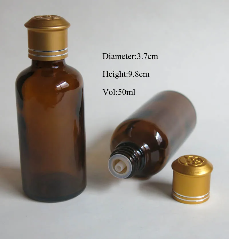 

wholesale 100pcs 50ML Amber Glass Essential Oil With Screw On Cap, empty 50ml amber color Glass Bottle With Reducer Dropper