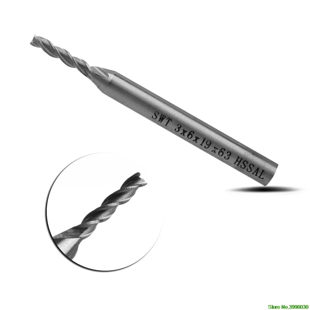 Extra Lange 3mm 3 Flute HSS & Aluminium End Mill Cutter CNC Bit Extended