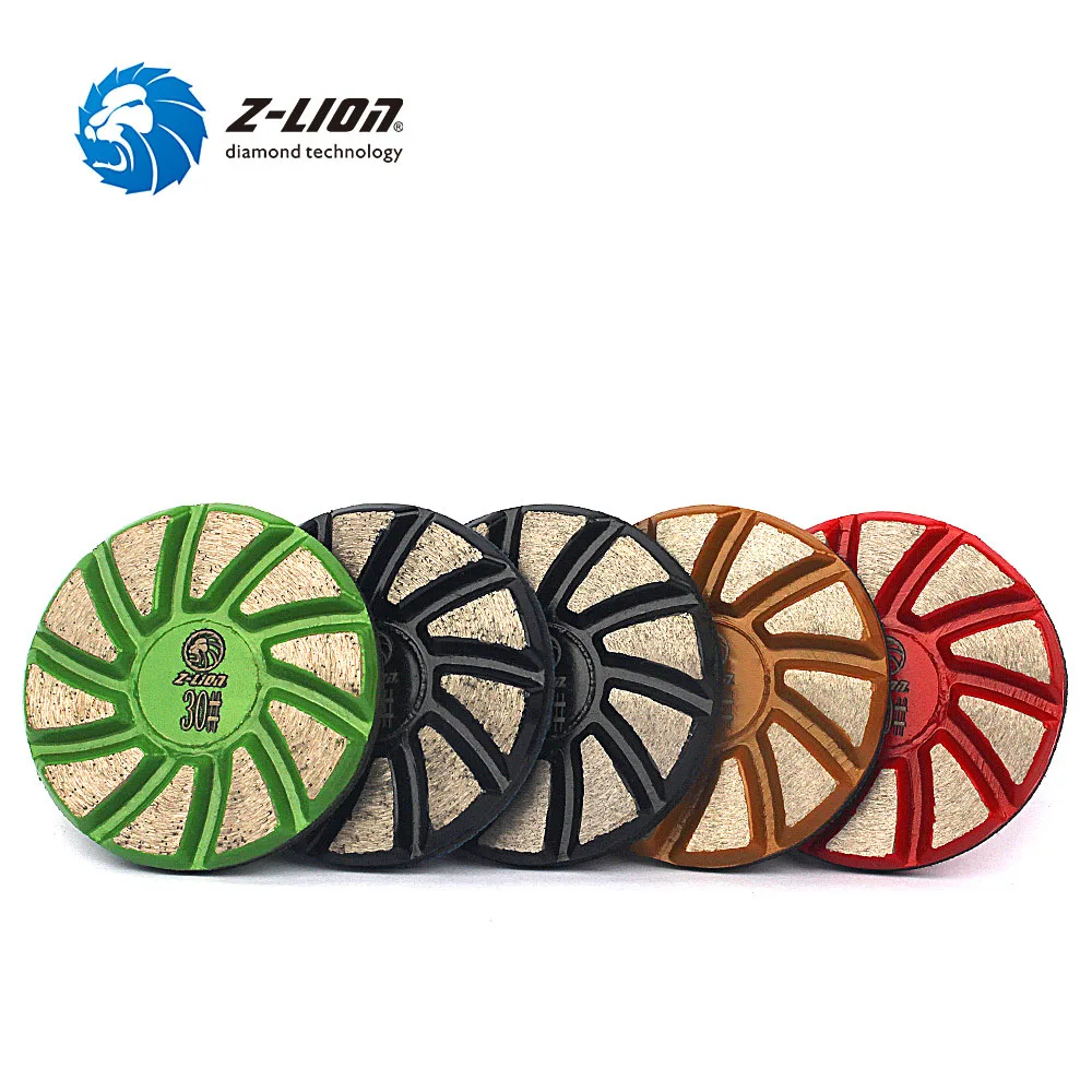 Z-lion Diamond Metal Floor Polimento Pad Disco de Moagem de Concreto Piso Sinterizado Polimento Pads Pcs