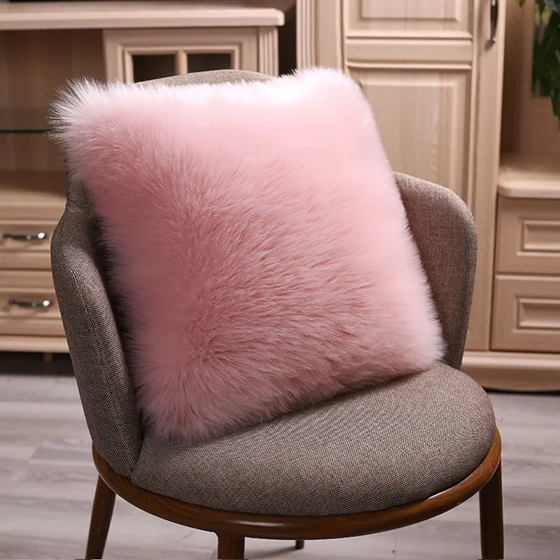 40/45/50cm High Quality European Plush Pillow Case Wool Cushion Cover Faux Fur Sofa Bed Pillowcase Cover Christmas Pillow Cover