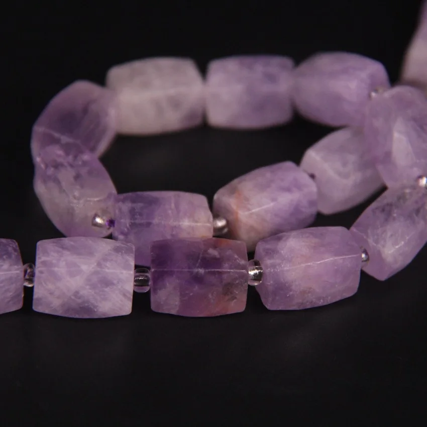 21pcs/strand,Natural Light Amethysts Quartz Nugget Faceted Cube Pendant Beads,Rough Crystal Stone Necklace Bracelet Jewel Making