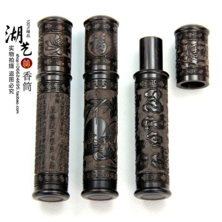 Ebony carving xiangyun small perfume cylinder toothpicks extinguishers tobacco tube sweet bursa gifts bamboo crafts wholesale