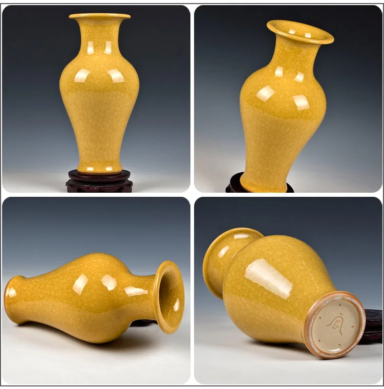 Jingdezhen ceramic vase kiln crack glaze open piece of jun porcelain fishtail bottles Ceramic furnishing articles