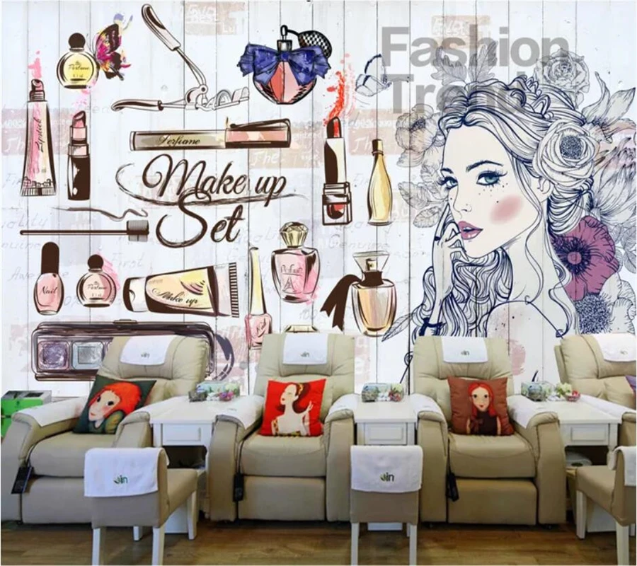 Custom wallpaper 3d murals nail shop beauty shop hand-painted girl clothing store background wall decorative painting wallpaper