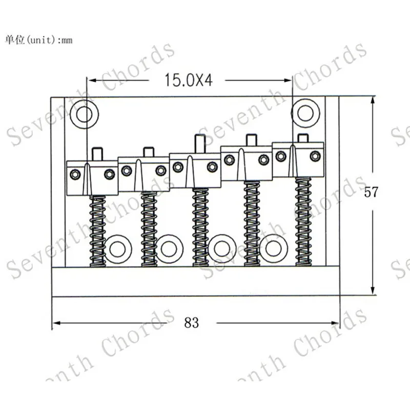 A Set Chrome 5 Strings Bass Bridge For Bass Guitar Saddle Musical Instrument Accessories Parts