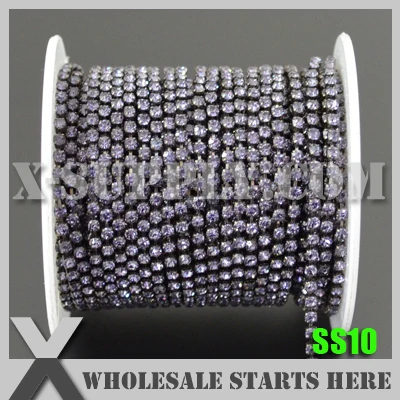 

SS10 Single Row DENSITY Rhinestone Cup Chain,Rhinestone in Gunmetal Chain X11110