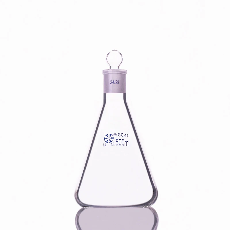 

Conical flask with standard ground-in glass stopper,Capacity 500ml,joint 24/29,Erlenmeyer flask with standard ground mouth