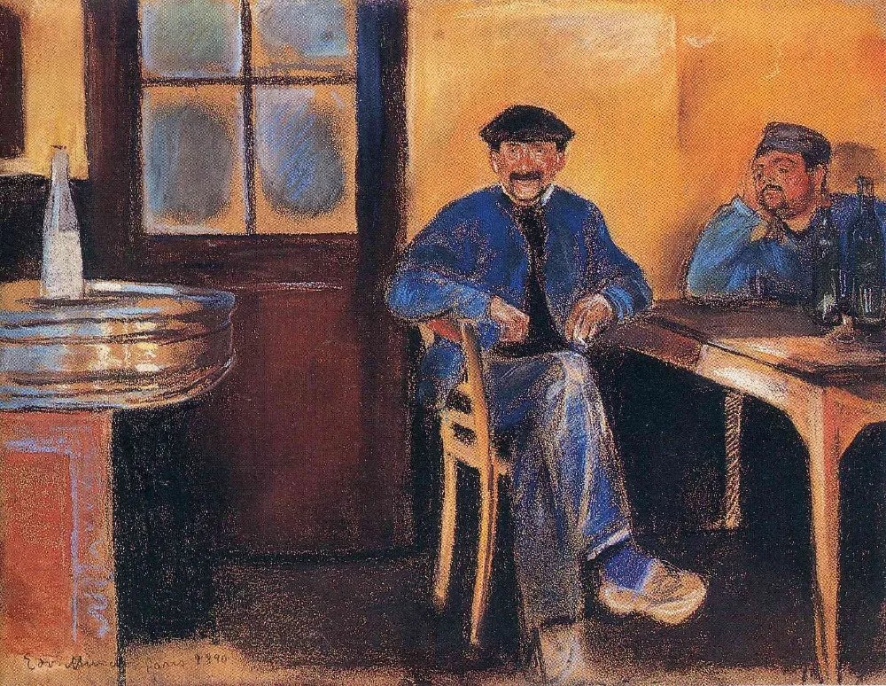 

Oil Painting Reproduction on Linen Canvas,tavern-in-st-cloud-1890 by Edvard Munch,100% handmade