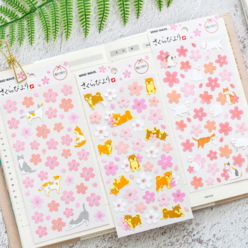 romantic sakura stickers cute cherry blossom sticky paper stationery DIY decoration adhesive stickers for scrapbooking, album