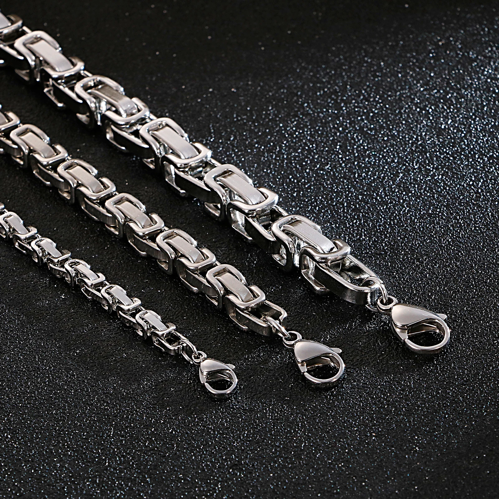 4/6/8 mm Kolye Long Chain Necklace for Men Male Stainless Steel Byzantine Box Chain Gothic S Neckl Jewelry