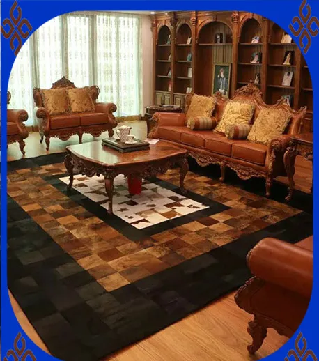 

Fashionable art carpet 100% natural genuine cowhide leather carpet gaziantep