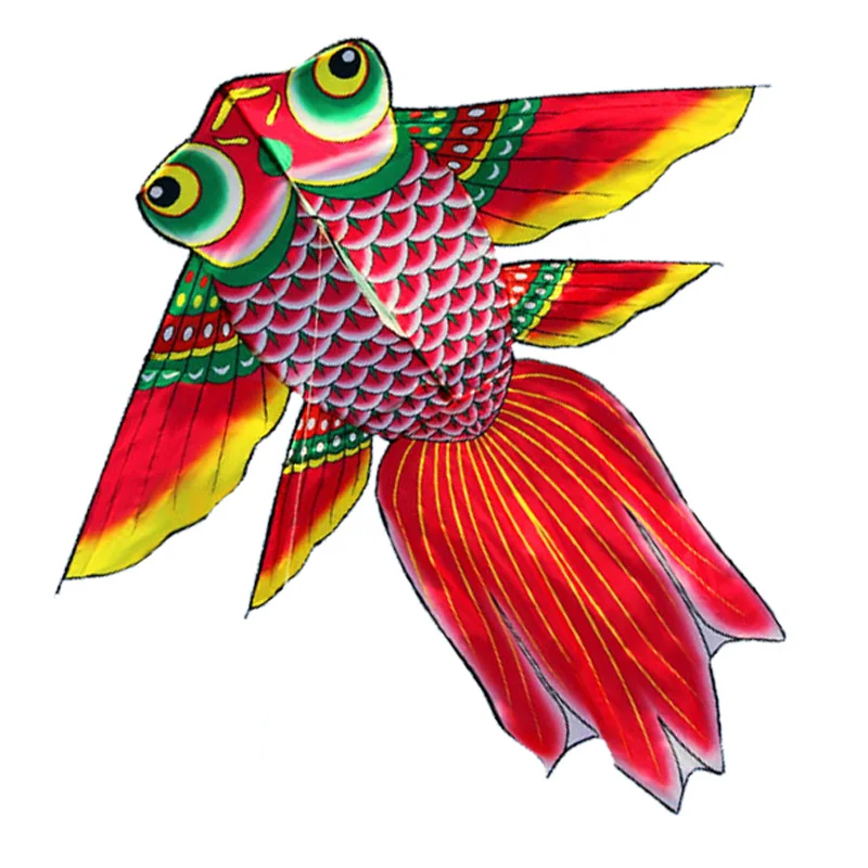 Outdoor Fun Sports 2m Power Gold Fish Kite Red Color /Orange Color With Handle and Line Good Flying