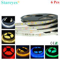 6 Pieces DC12V 5m IP65 Waterproof SMD 2835 3528 270 300 LED 54 60 LED/m RGB LED Strip Light Flexible led tape String