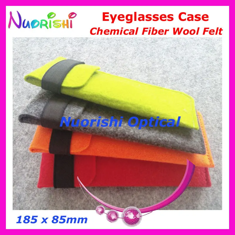 20pcs 4 Colors Fashion Industrial Felting Wool Fibre With Flap Glasses Eyeglass Sunglasses Case Pouch Bag WF06 Free Shippin