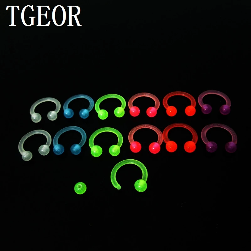 wholesale body jewelry 180pcs glow in the dark mixed styles flexible lip labret monroe eyebrow tongue barbell free shipping