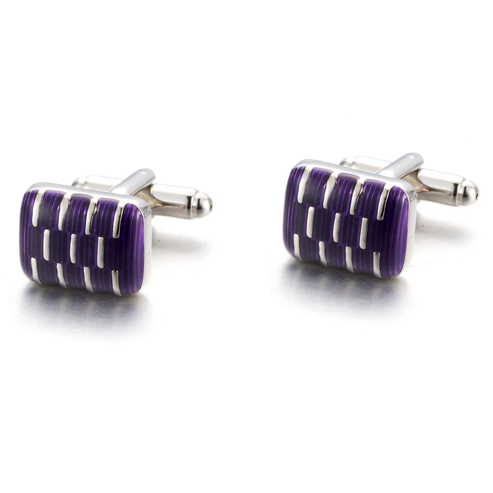 VAGULA Classic Copper Men\'s Cuff links French Shirt Button Gemelos Purple Enamel Cufflinks 353