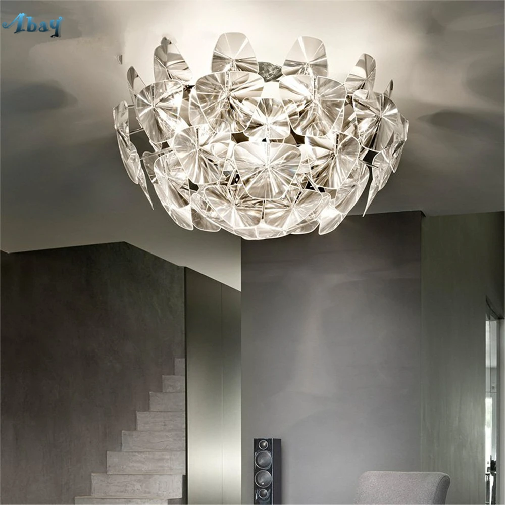 Nordic Modern Gem Shape Fish Line Pendant Lights for Living Room Bedroom Bar Hall Hanging Lamp Acrylic Home Deco Light Fixtures