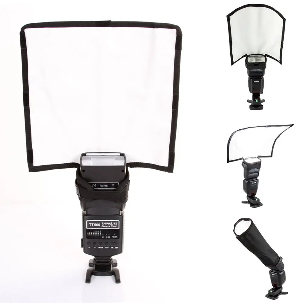 Phổ Có Thể Gập Lại Speedlight Phản Xạ Snoot Kín Flash Softbox Diffuser Bender Ống Chùm L Kích Thước