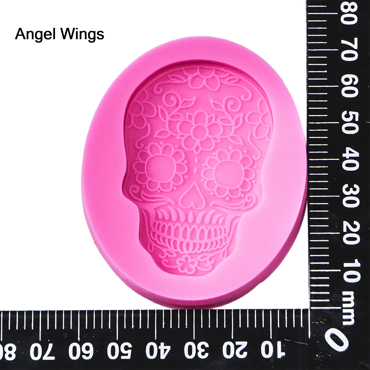 Molde de silicona con forma de calavera para pastel de fondant de grado alimenticio, alas de Ángel, arcilla polimérica, herramientas de decoración de pastelería de chocolate, Halloween, 0567